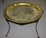 Coffee Table with Brass Top and an Iron Base