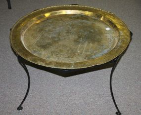 Coffee Table with Brass Top and an Iron Base