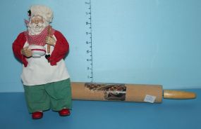 Rolling Pin and a Paper Mache Santa Chef