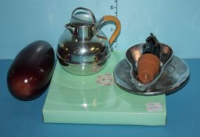 Stainless Childs Plate and Teapot