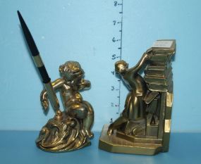 Brass Angel Inkstand and Bookend