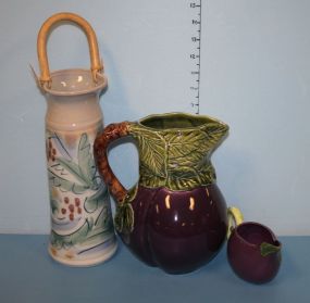 Ceramic Pitcher, Vase, and Creamer