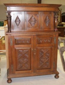 Late 1800s Oak Court Cupboard