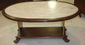20th Century Marble Top Oval Tier Coffee Table