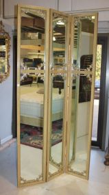 Contemporary Three Section Mirrored Screen