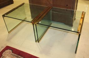 Contemporary Brass Base Glass Top End Tables