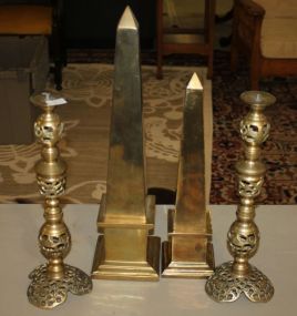 Two Brass Obolisk