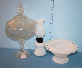 Milk Glass and Covered Dish Milk glass compote 7