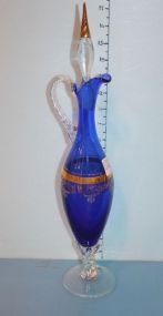 Blue and Gold Decorated Decanter