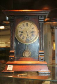 Early Mantle Clock with key, does work.