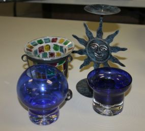 3 Glass Candleholders and Sun Candleholder