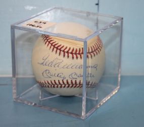 Ted Williams & Mickey Mantle Autograph Baseball in case, Serial: A222535.