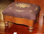 Small Mahogany Empire Needlepoint Foot Stool 7