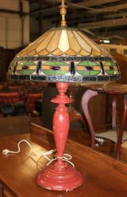 Tiffany Style Leaded Glass Lamp Shade has multiple cracks and breaks, 30