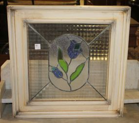 Stained Glass Window with blue flower, 21