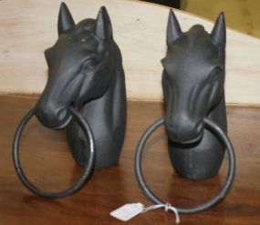 Reproduction Pair of Cast Iron Horse Heads
