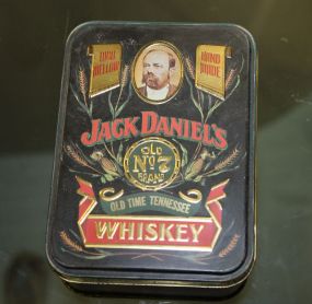 Jacks Daniels Tin with Two Whiskey Bottles