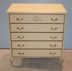 White French Provincial Five Drawer Chest