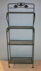 Green Wrought Iron Four Shelf Baker's Rack