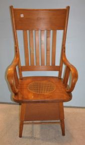Cane Seat Potty Arm Chair