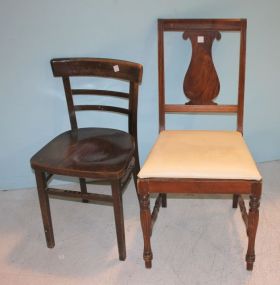 Sheraton Leg Mahogany Chair and Oak Desk Chair