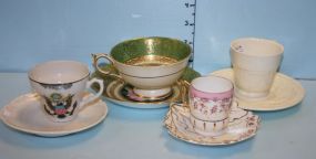 Group of Four Cups and Saucers, Three Demi-Tesse, One Regular Size