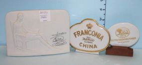 Lladro Bisque Collections Plaque, Franconia Selb Bavarian China Plaque, Hutschenreuther Germany Plaque on Stand