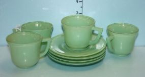 Set of Four Jadeite Demi-Tesse Cups and Saucers