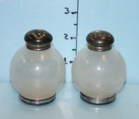 Pair of Salt and Pepper Shakers with Sterling Tops