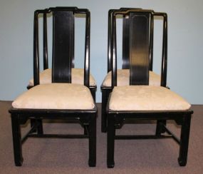 Set of Four Black Lacquer Side Chairs