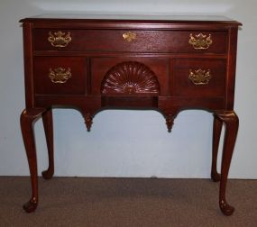 Queen Ann Style Lowboy with Four Drawers and Brass Chippendale Hardware