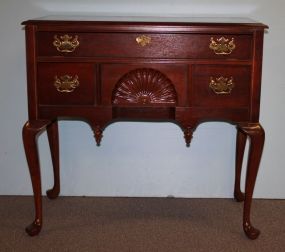 Queen Ann Style Lowboy with Four Drawers and Brass Chippendale Hardware