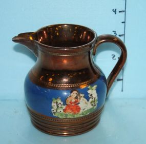 Copper Luster Creamer with Embossed Figure of Girl