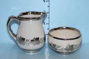 White with Silver Luster Creamer and Bowl