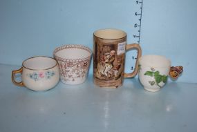 New Hall Hanley Mug, a T&R Boote Cup, a Bavarian JC Cup, and an English Demi-Tesse Cup with Butterfly