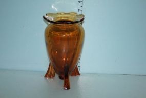 Amber Art Deco Glass Vase
