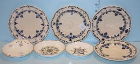 Four Delfts Handpainted Plates, Two Royal Worcester Dishes, and a Foly China Dish