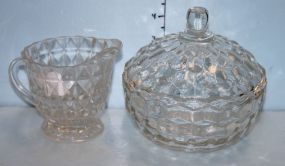 Depression Glass Candy Dish and Creamer