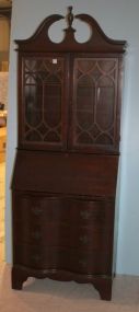 Mahogany Bracket Foot Desk with Bookcase Top