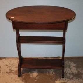Oval Victorian Walnut Table with Drawer