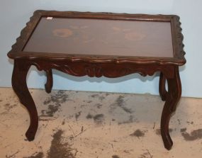 French Walnut Inlaid Tea Table with Tray