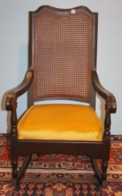 Mahogany Cane Back Arm Rocker