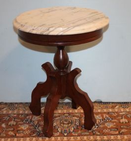 Small Round 1960's Marble Top Side Table