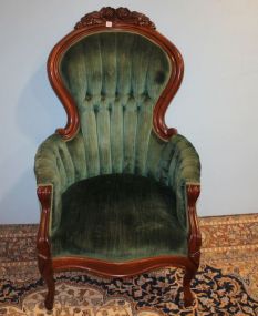 1960's Mahogany Rose Carved Parlor Chair