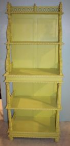 Fancy Carved Five Shelf Green Open Bookshelf