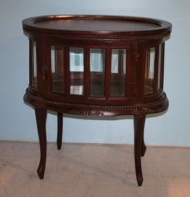 Mahogany Oval Chocolate Cabinet with Lift Top Tray