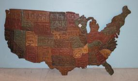 Hanging US Map Made From Retro Tag Art