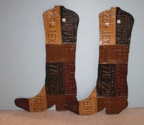 Pair of Retro Tag Art Hanging Boots