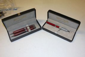 Two Sets of Pierre Cardin Pens, One Ruby Red and One Brown (In Case)