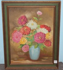 Harry Maddox (Ms. Artist) 1963 Oil on Board of Flowers